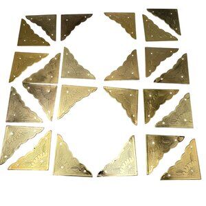 24pcs Gold Vtg Decor Corner Protectors Furniture Drawer Chest Wooden Box Covers